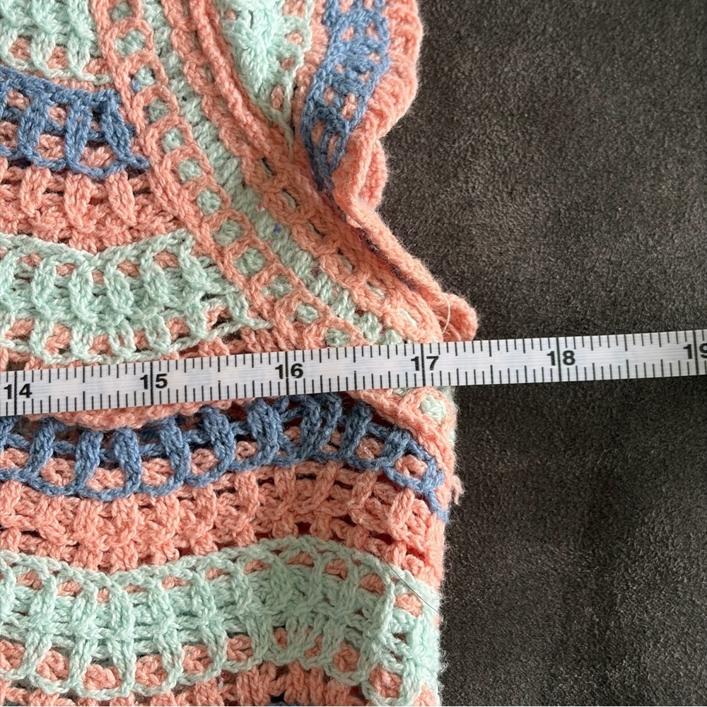 Rebellion Crochet Knit Tank Top Boho Festival Pastel Size M - Picture 3 of 4